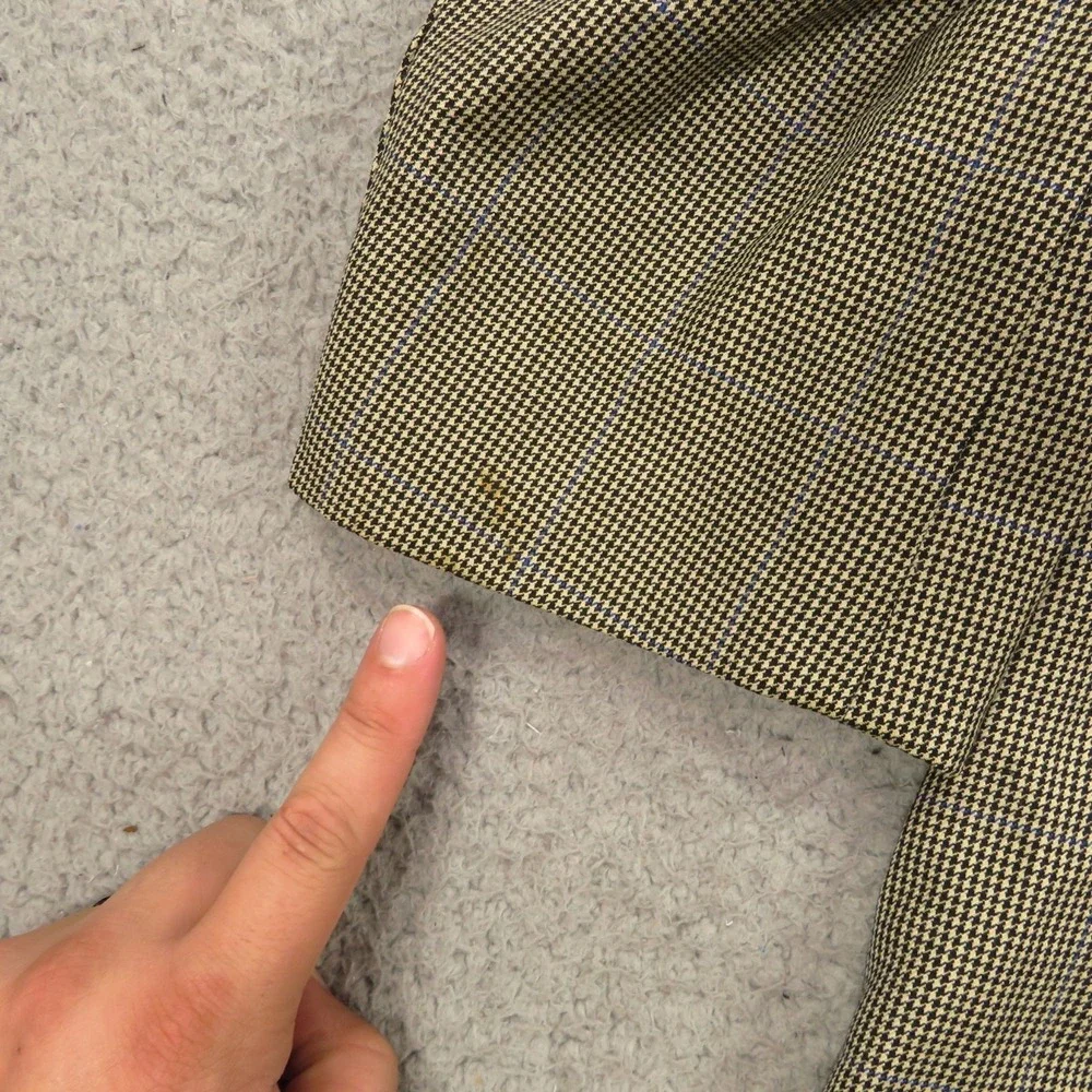 Brooks Brothers 44R Wool Cashmere Houndstooth Sport Coat Blazer Beige Check Mens